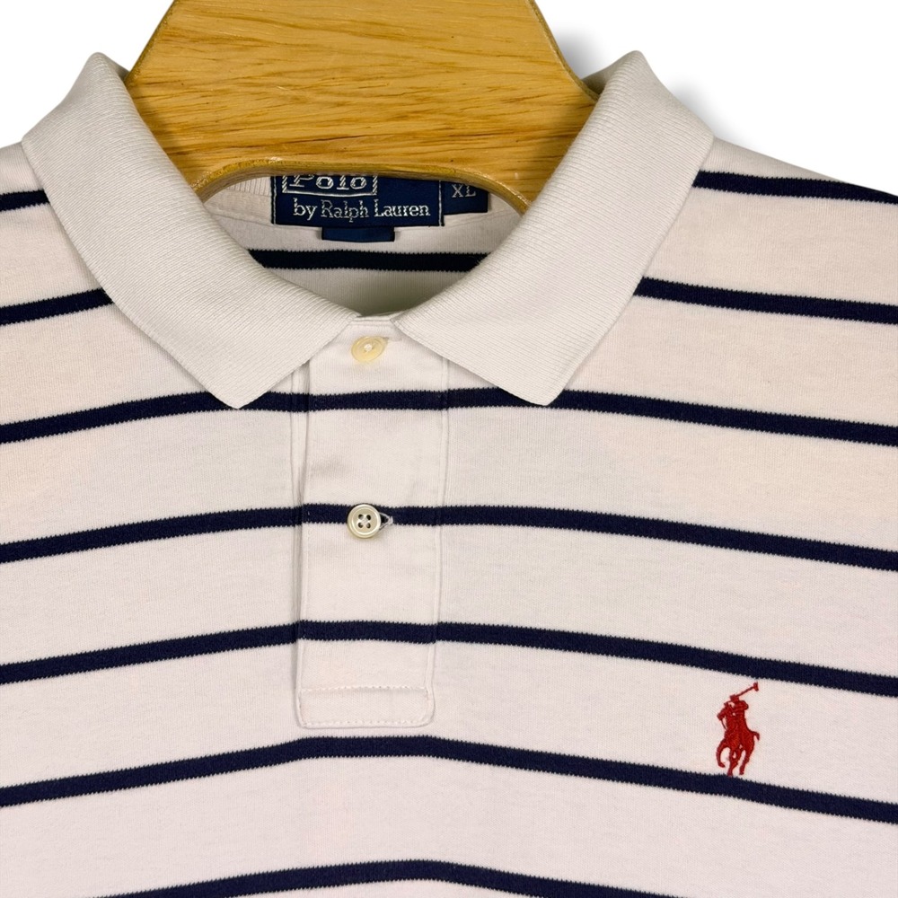 Polo Ralph Lauren Polo Shirt Mens XL Red White Blue Striped Classic Pony Golf